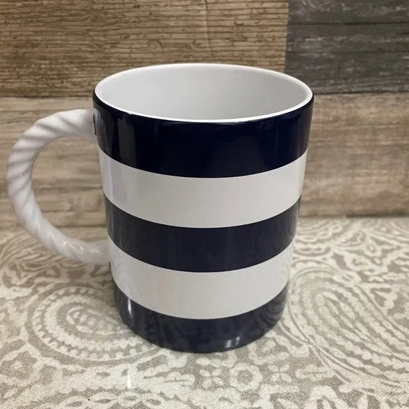 Disney Cruise Line Navy White Striped Rope Handle Coffee Mug FAC-014182-19167 - Picture 5 of 8